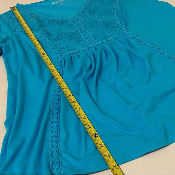 Romans Women's Size M (14/16) Teal Short Sleeve V-Neck Front Embroidered - Picture 11 of 11